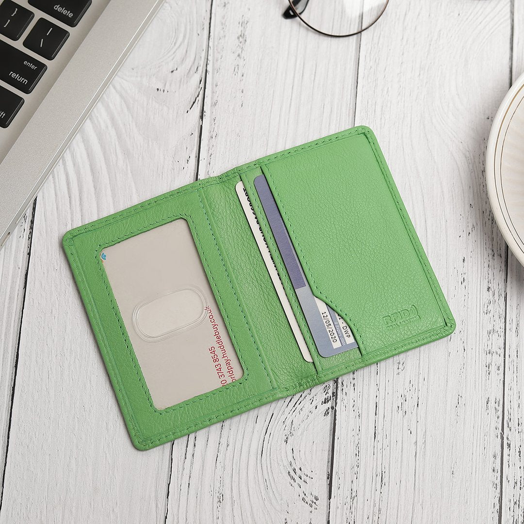 Green Leather Travel Card Holder 710-7