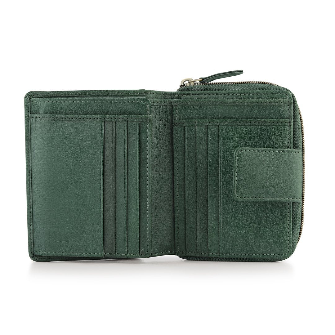 Velura Leather Purse Medium Zip Around Trifold