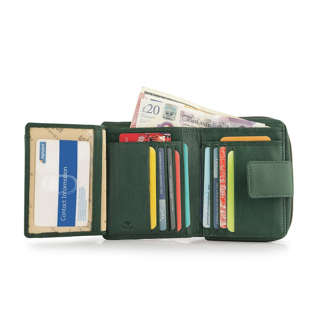 Velura Leather Purse Medium Zip Around Trifold