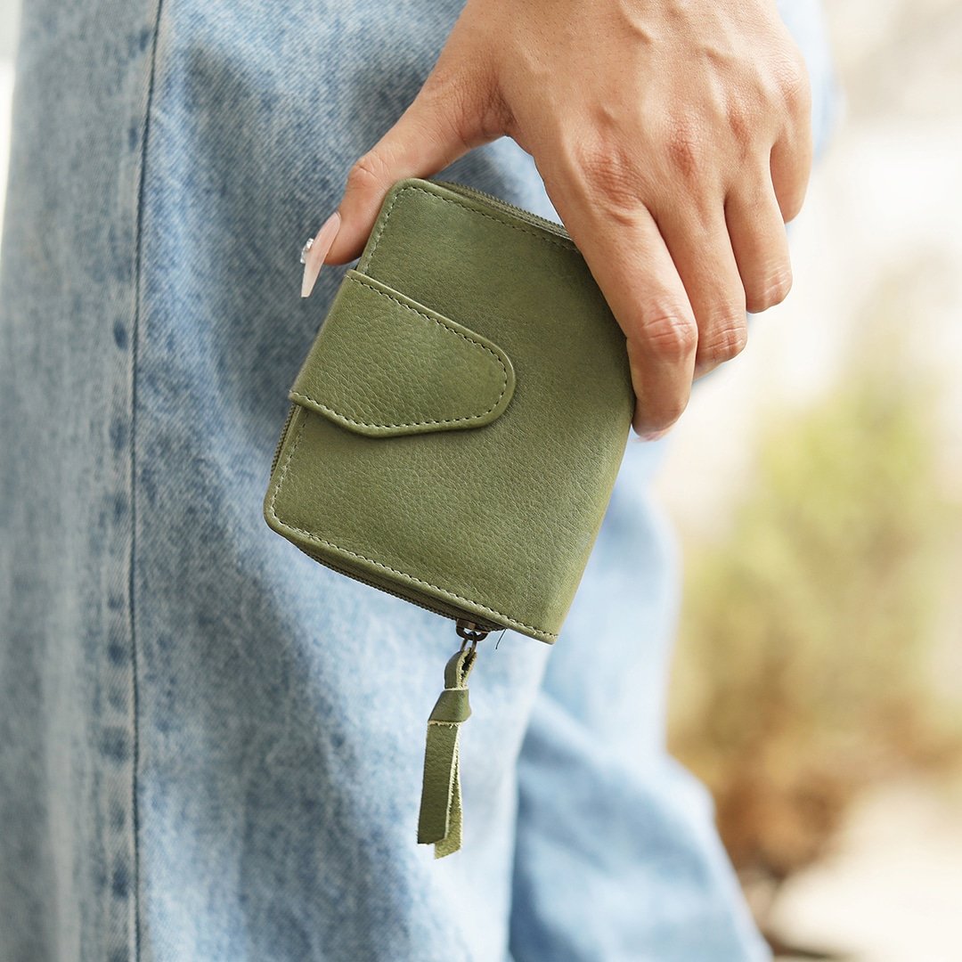 Green Washed Cancun Small Bifold Purse Gabriela – 1252 08