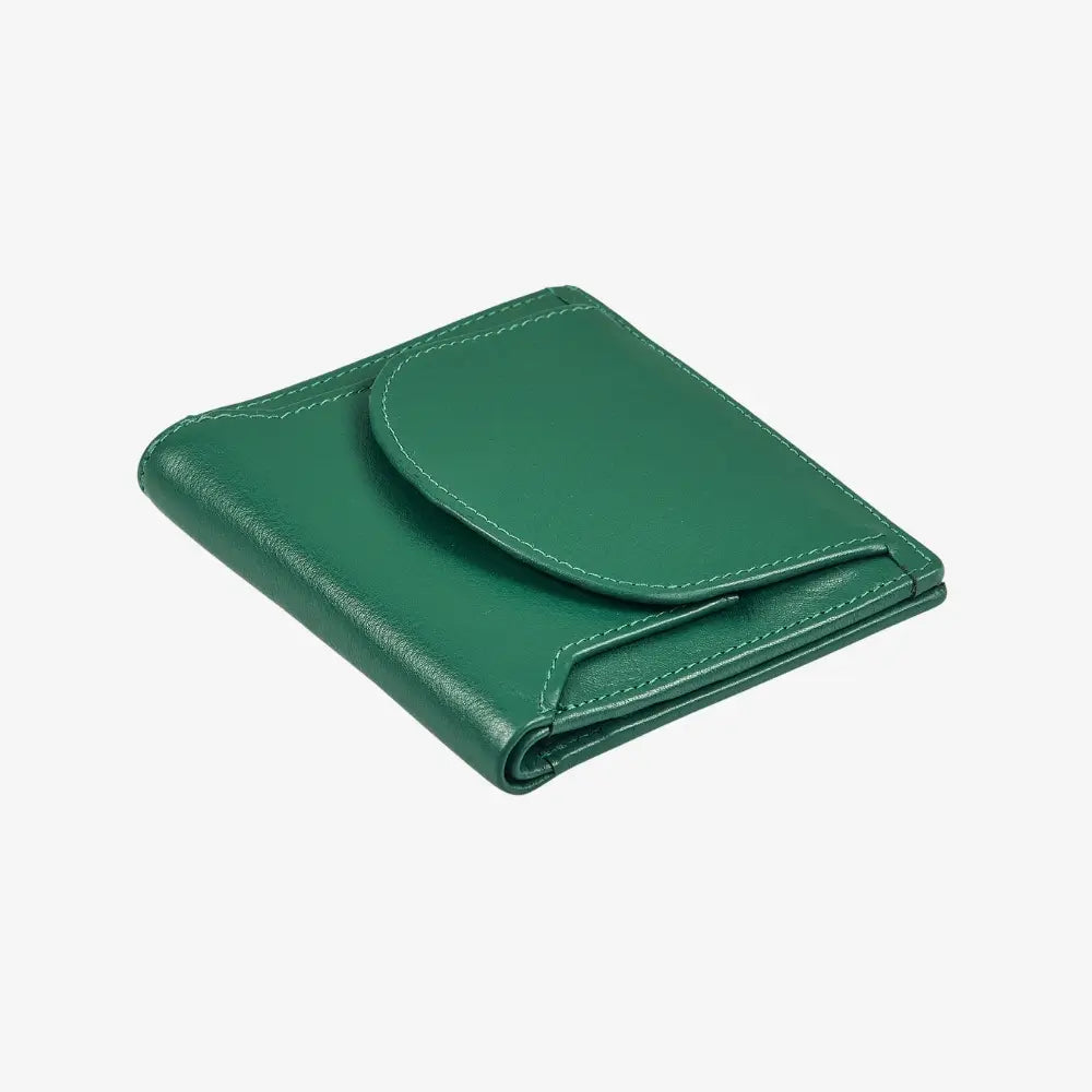 Miami leather coin tray purse in green real leather 