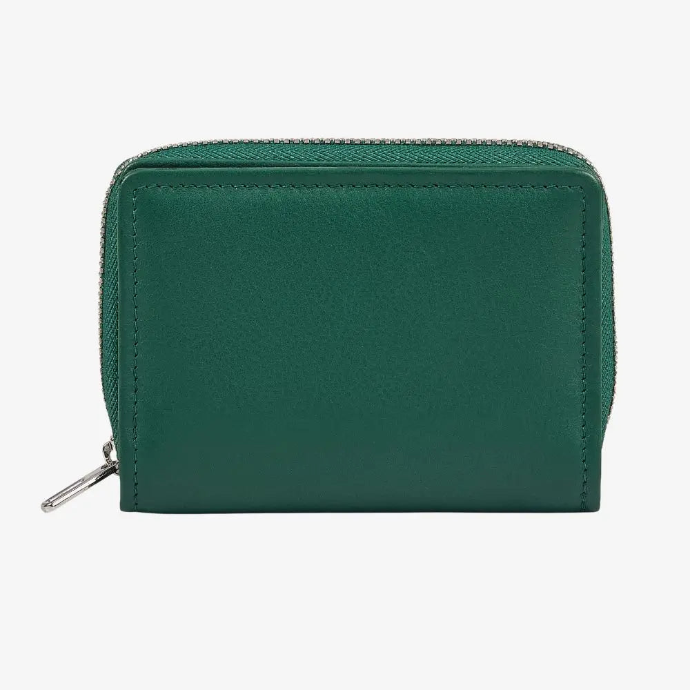 Miami real leather zipped card holder with RFID protection in green