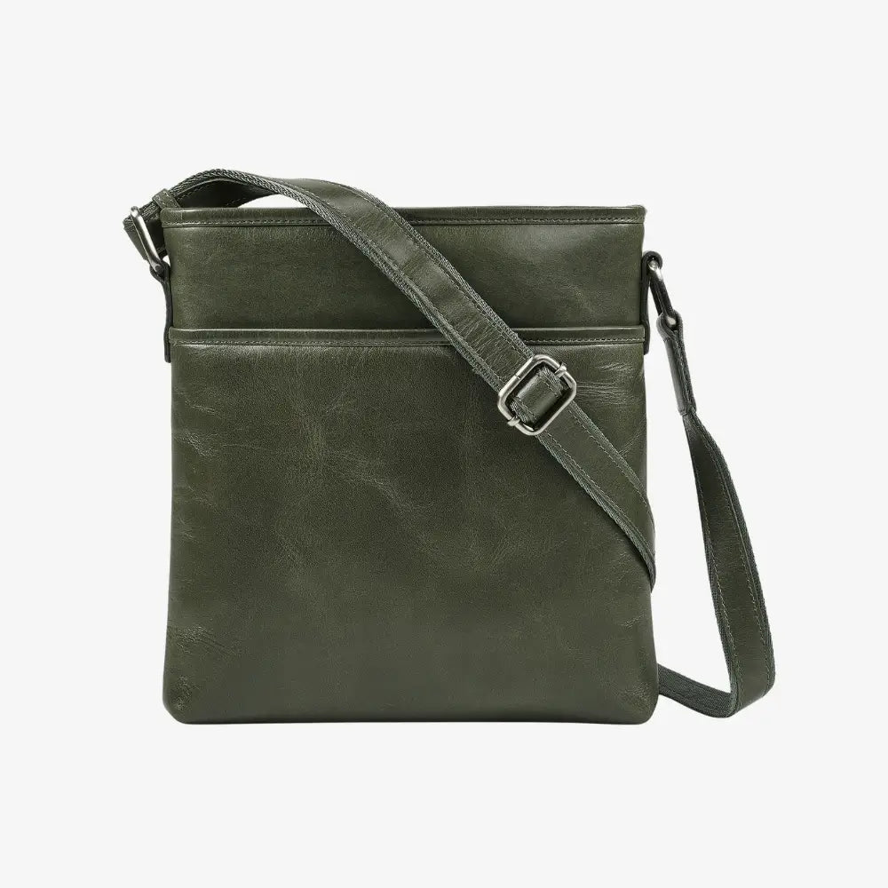 Velura large crossbody bag for women in green leather