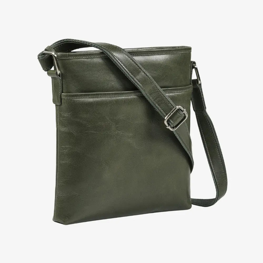Women's green leather shoulder and crossbody bag 