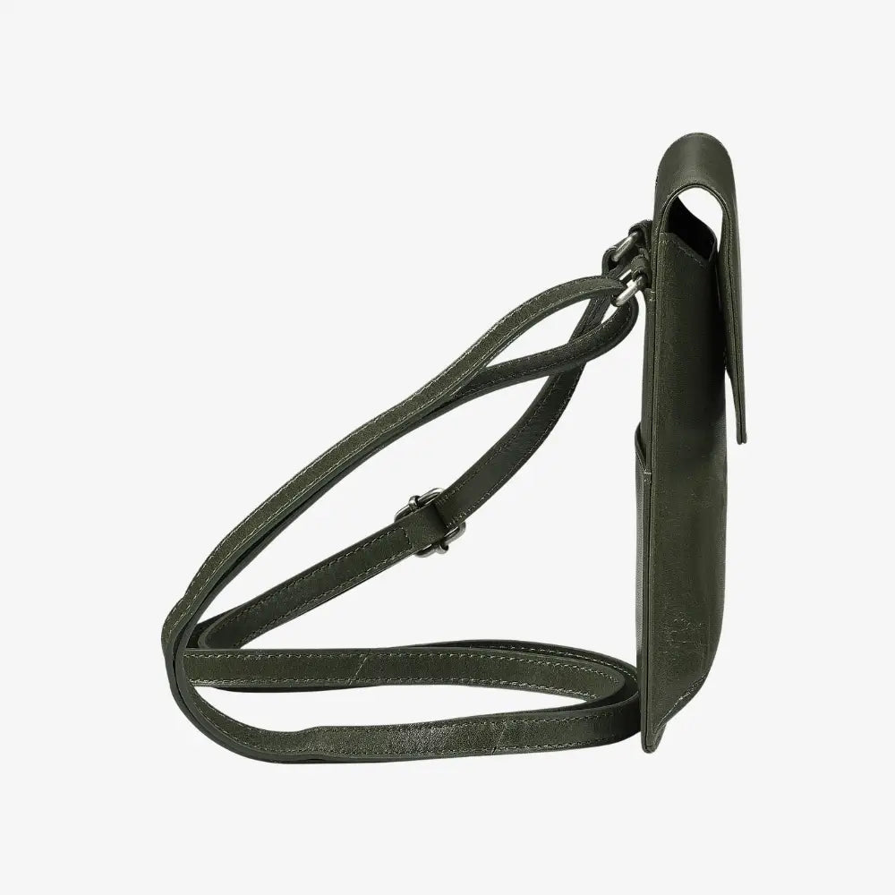 Women's green leather crossbody phone bag