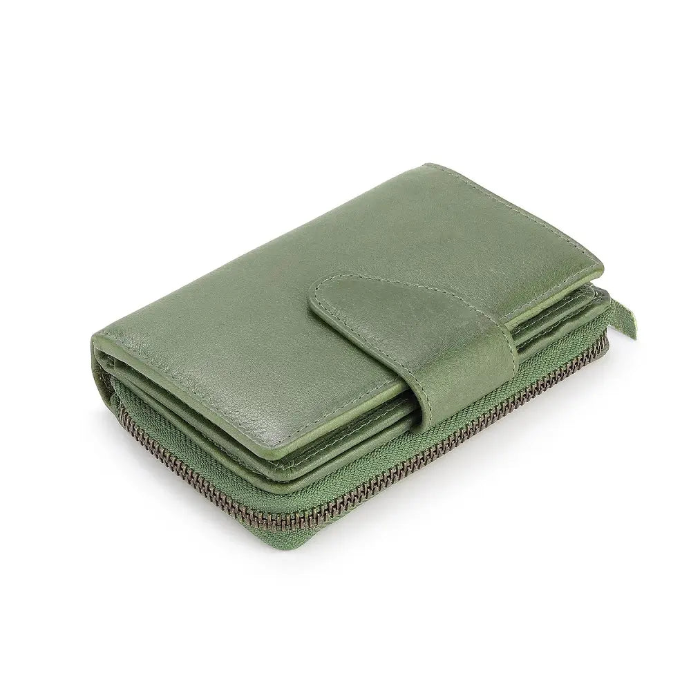 Top view of Green Renata bifold purse