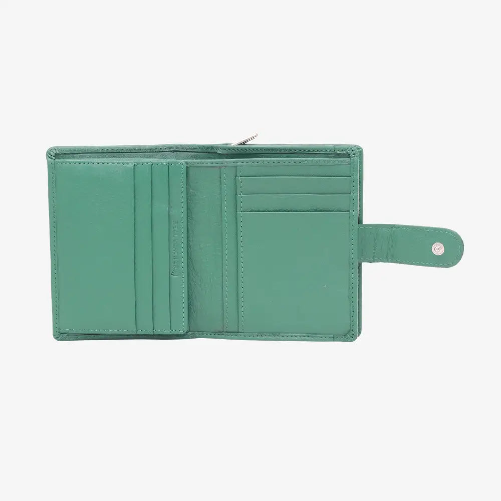 open view of Green wallet on a white background