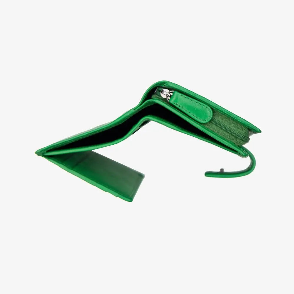 Angle view of Green Purse on a white background