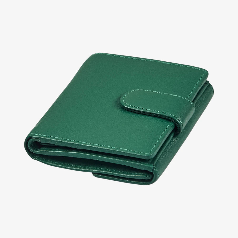 Miami small real leather trifold purse in green with RFID protection