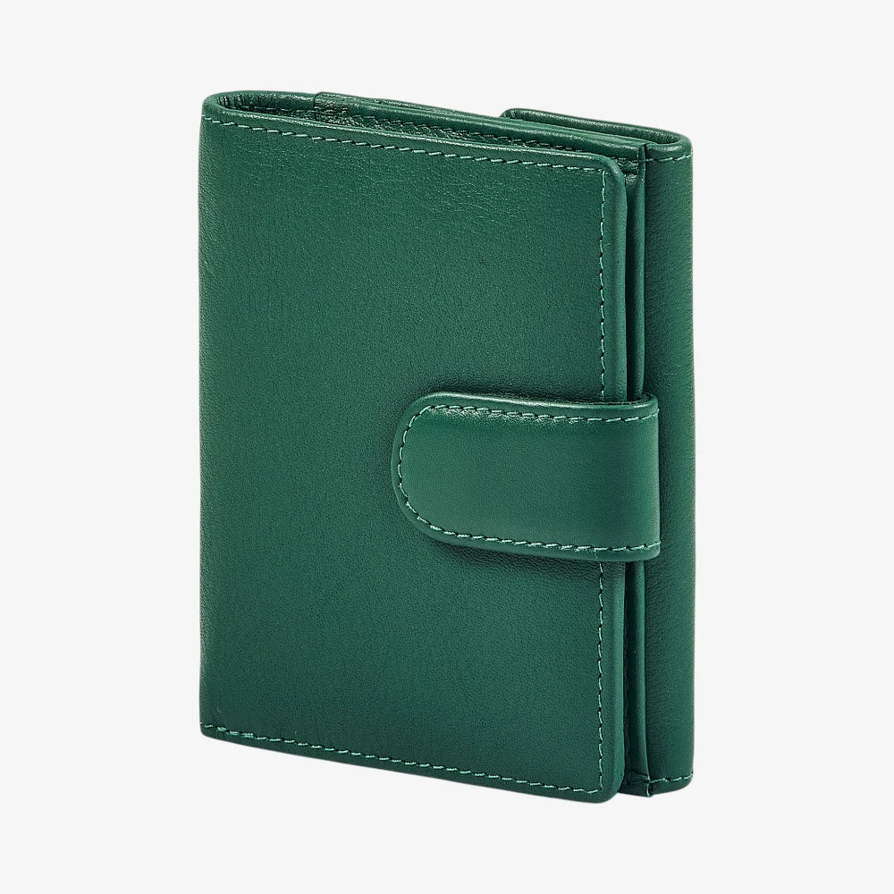Stylish green trifold leather purse for women