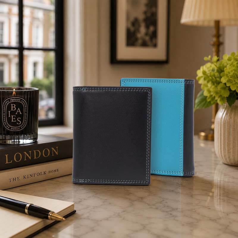 Black Jade London real leather credit card holder front view  back view — PRIMEHIDE