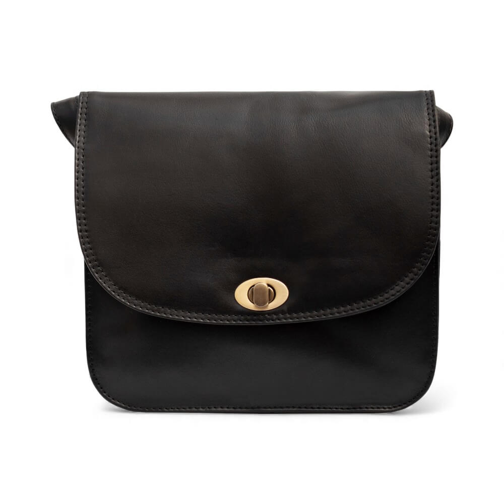 Large Triple-Compartment Leather Handbag - Elena Tuscan