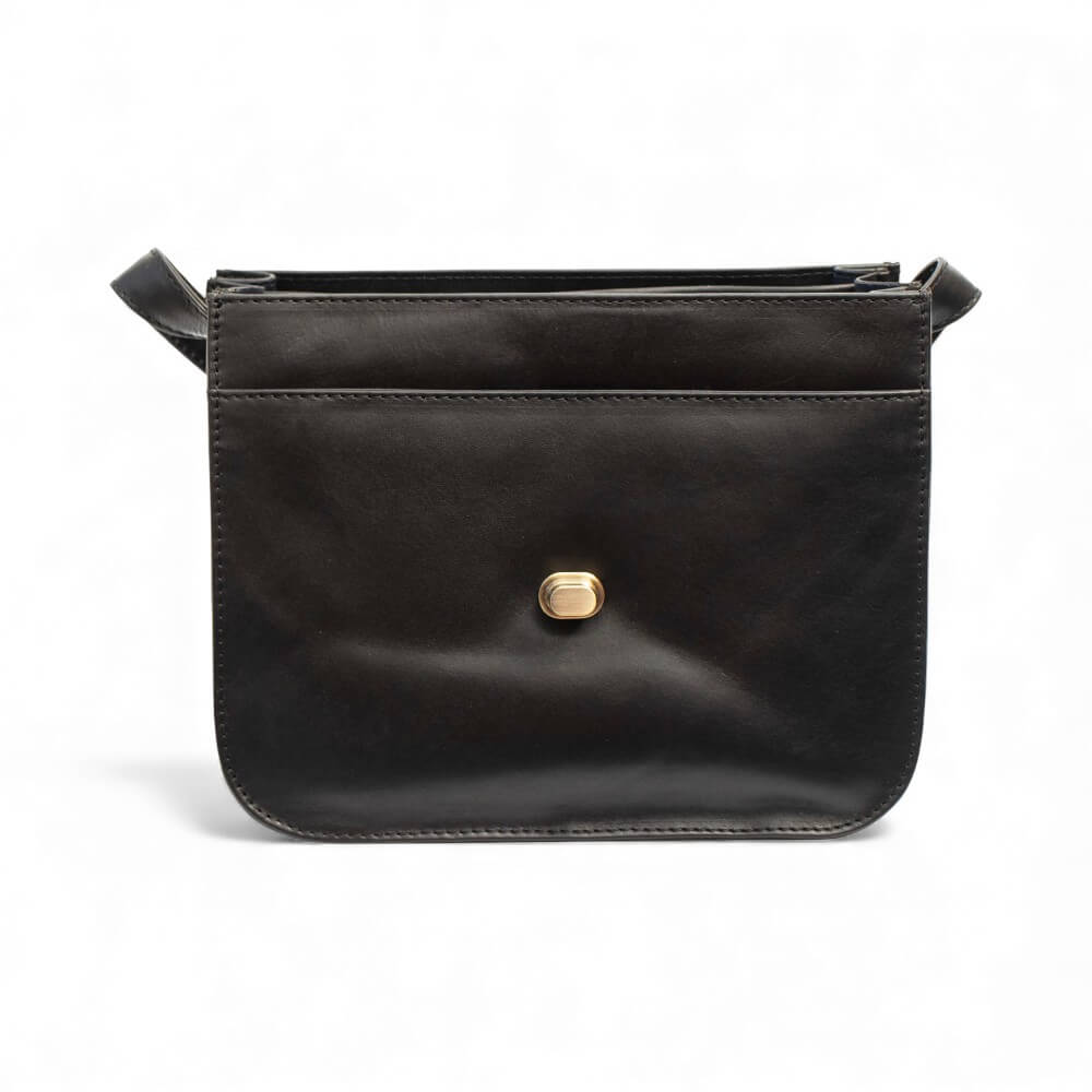 Large Triple-Compartment Leather Handbag - Elena Tuscan