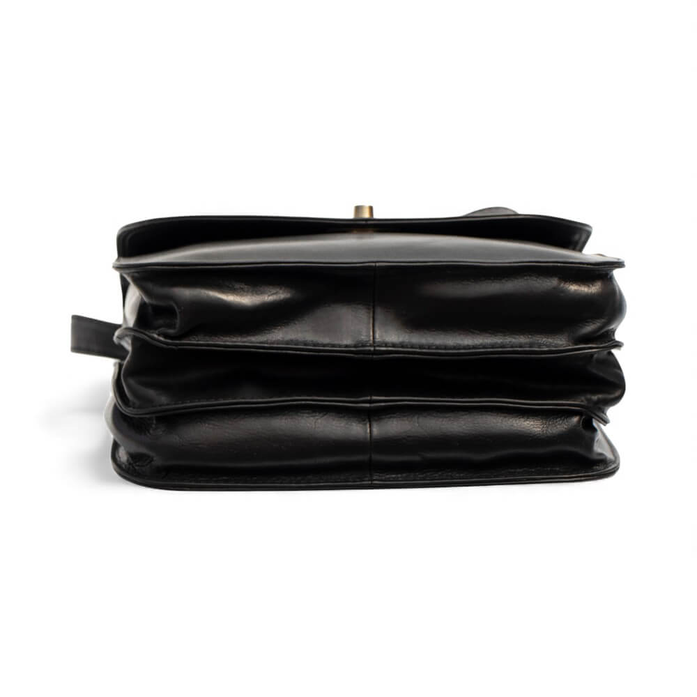 Large Triple-Compartment Leather Handbag - Elena Tuscan