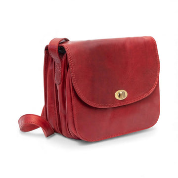 Large Triple-Compartment Leather Handbag - Elena Tuscan