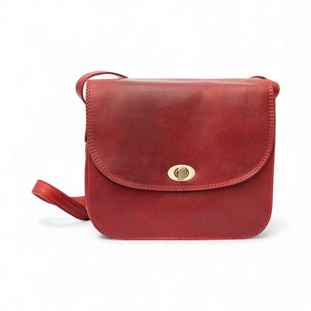 Large Triple-Compartment Leather Handbag - Elena Tuscan