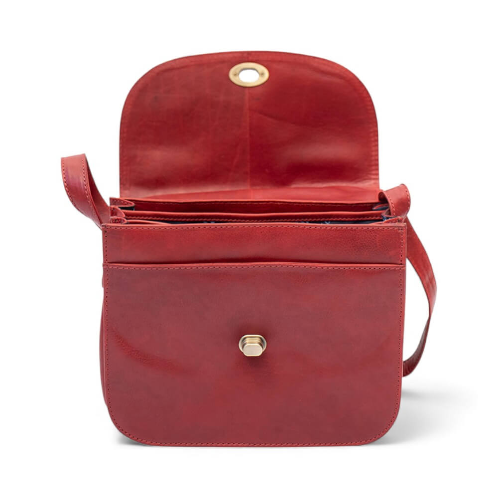 Large Triple-Compartment Leather Handbag - Elena Tuscan