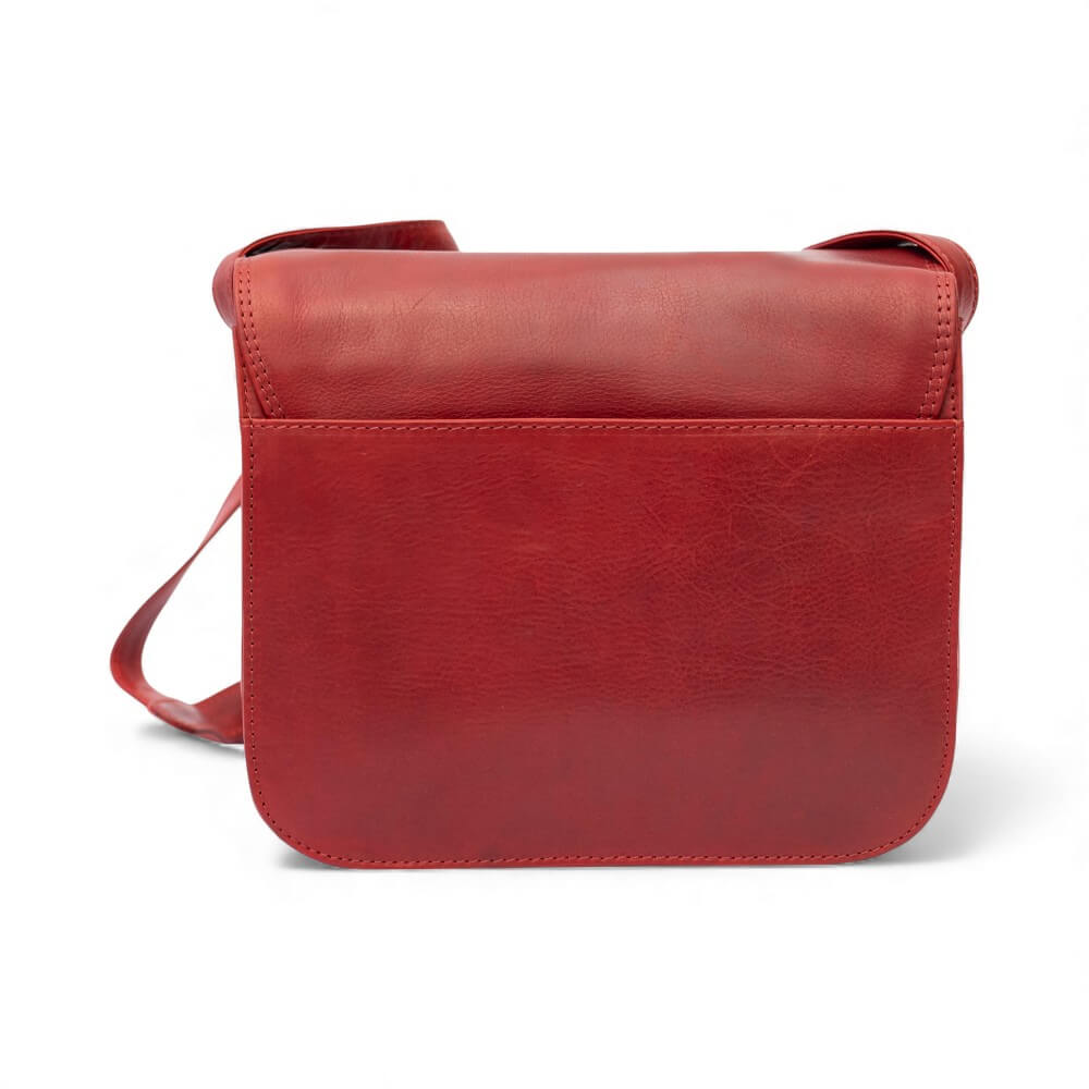 Large Triple-Compartment Leather Handbag - Elena Tuscan