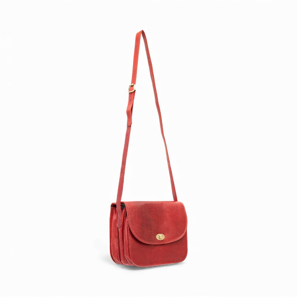 Large Triple-Compartment Leather Handbag - Elena Tuscan
