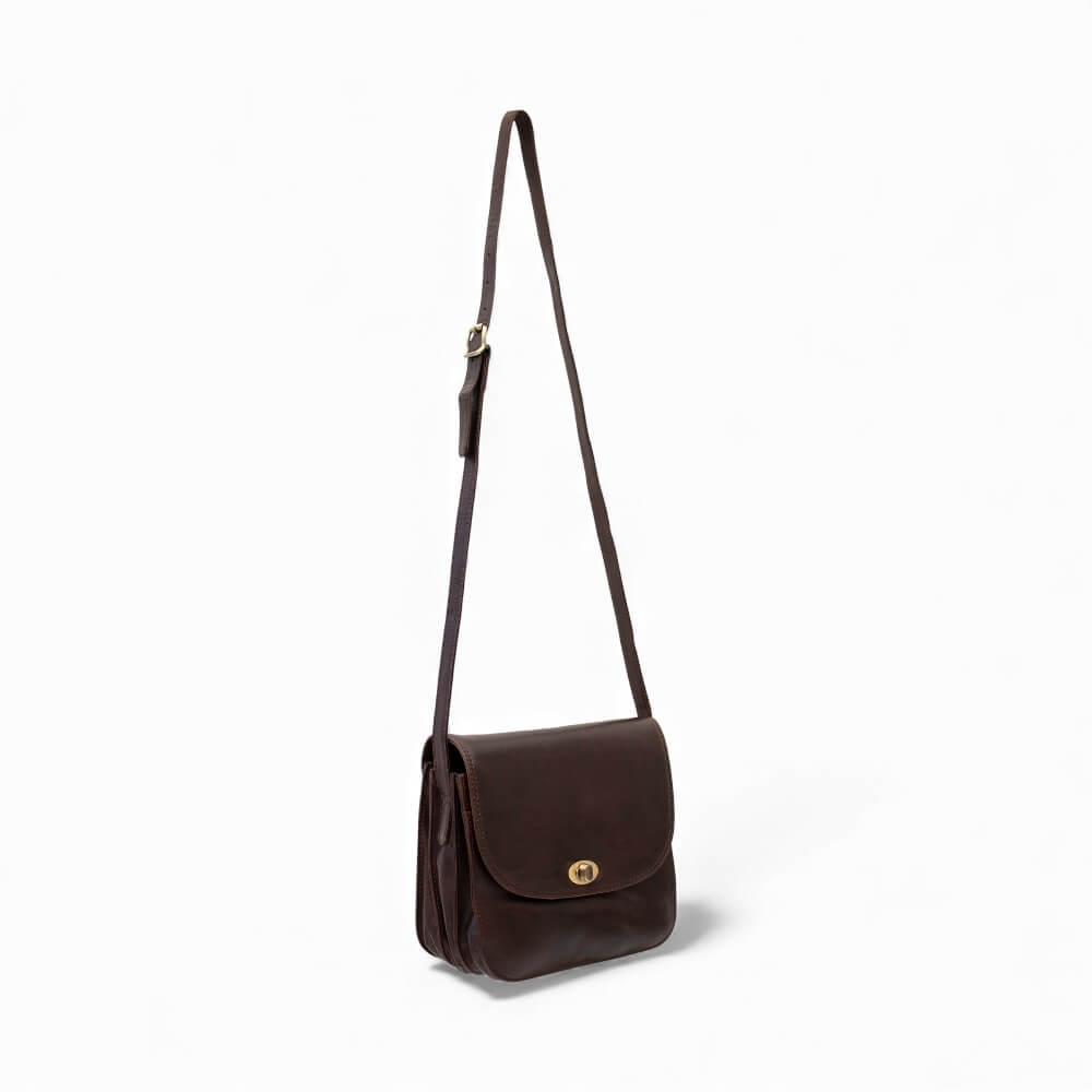 Large Triple-Compartment Leather Handbag - Elena Tuscan