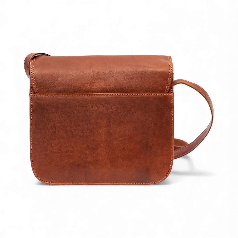 Large Triple-Compartment Leather Handbag - Elena Tuscan