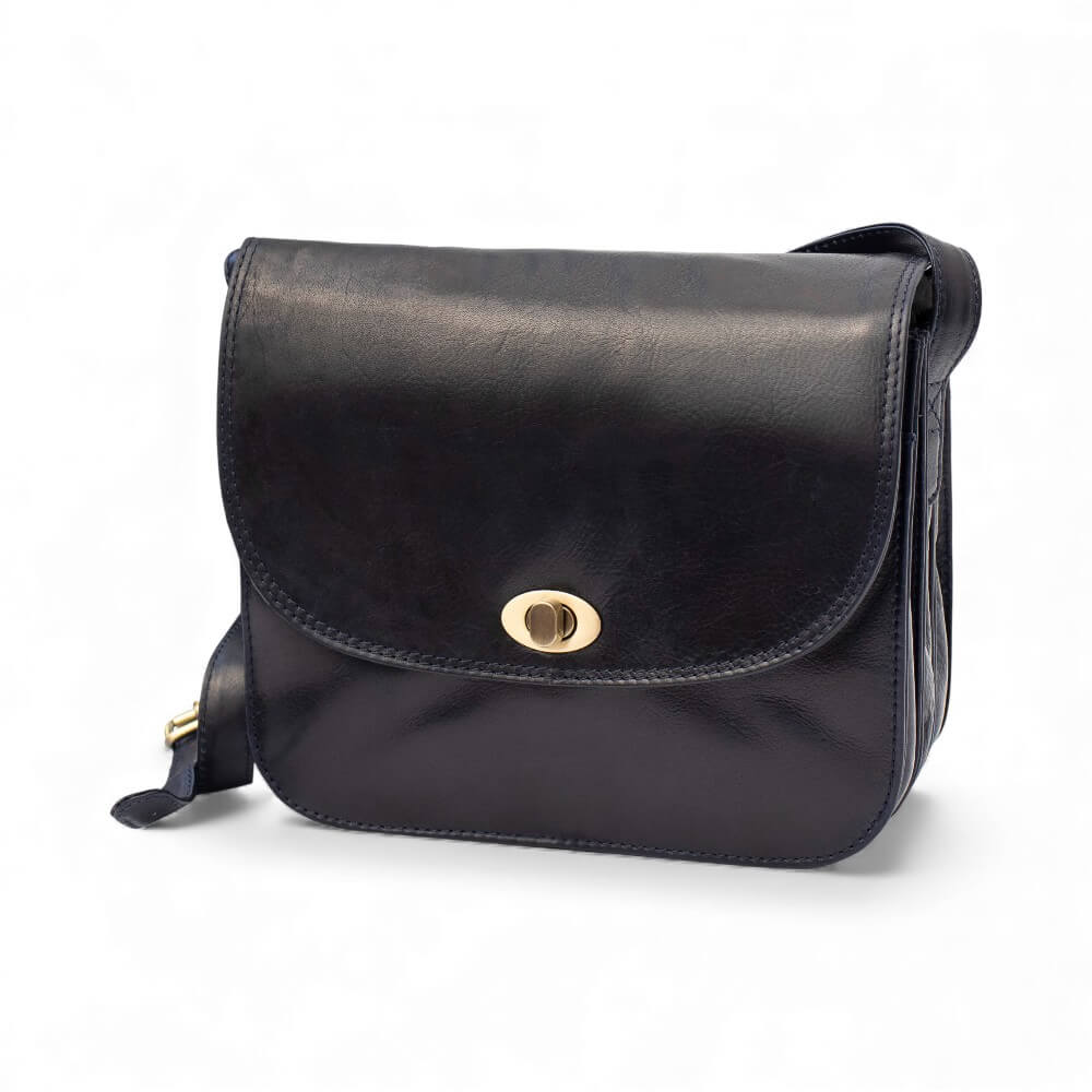 Large Triple-Compartment Leather Handbag - Elena Tuscan