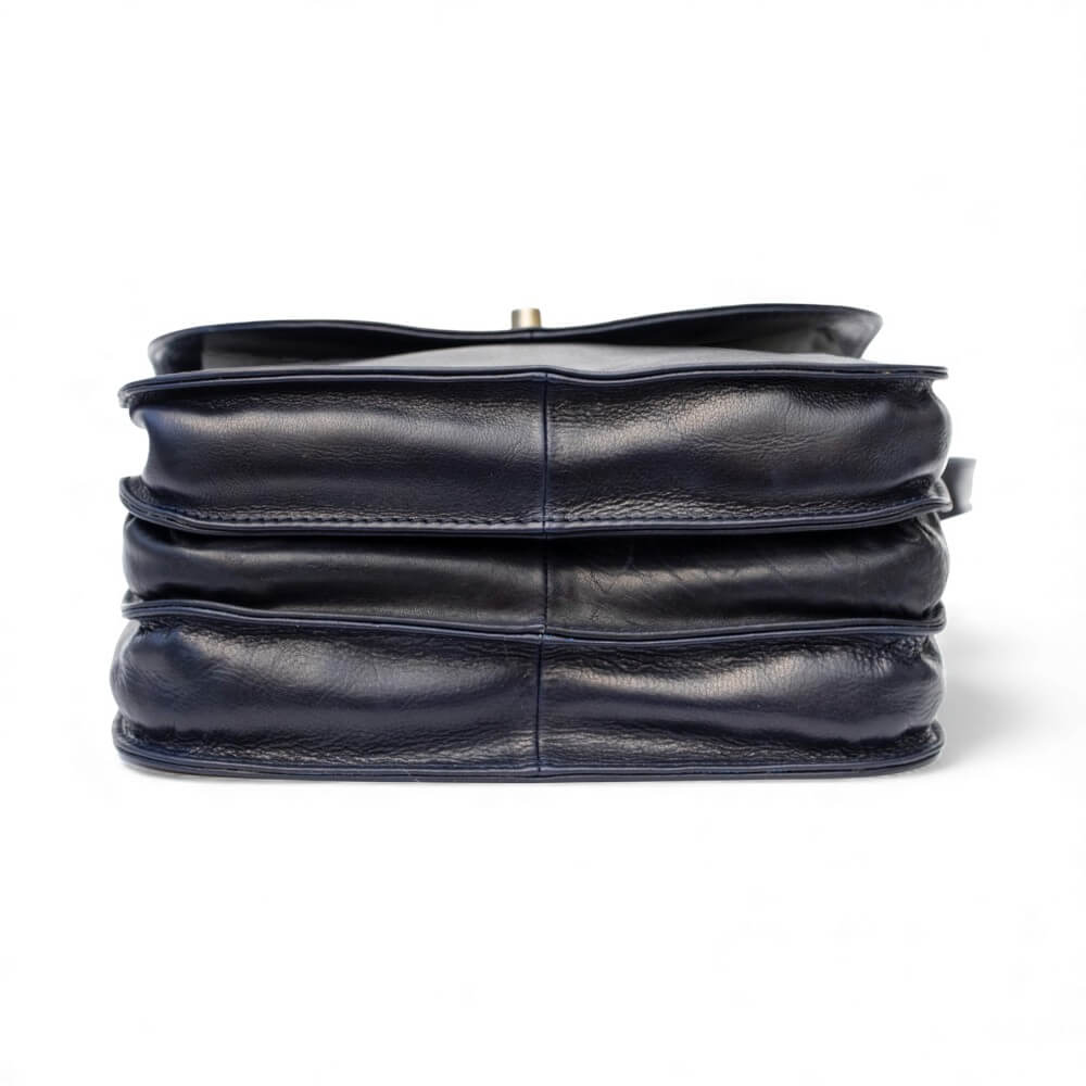 Large Triple-Compartment Leather Handbag - Elena Tuscan