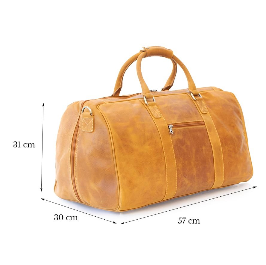 Large Leather Duffle Bag Columbia Yellow angle view