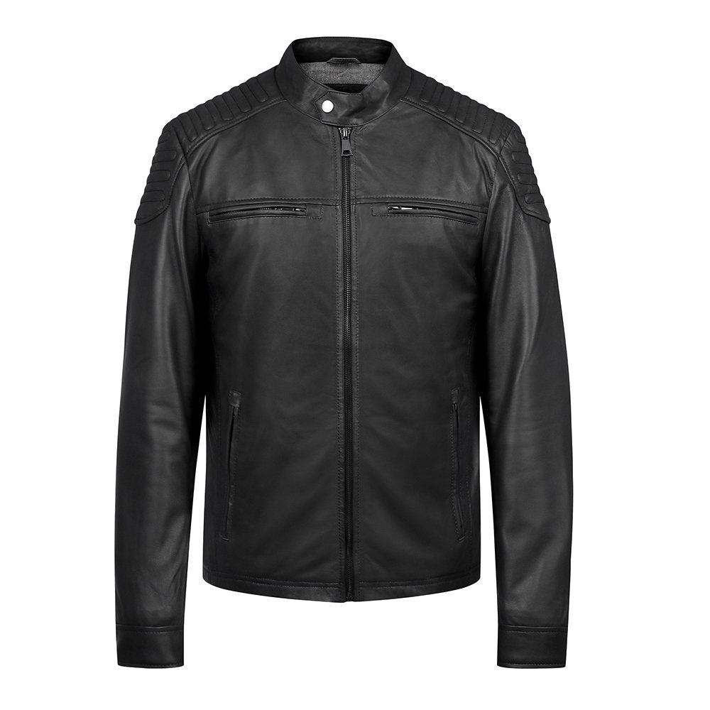 Men’s Black Leather Biker Jacket – Thomas