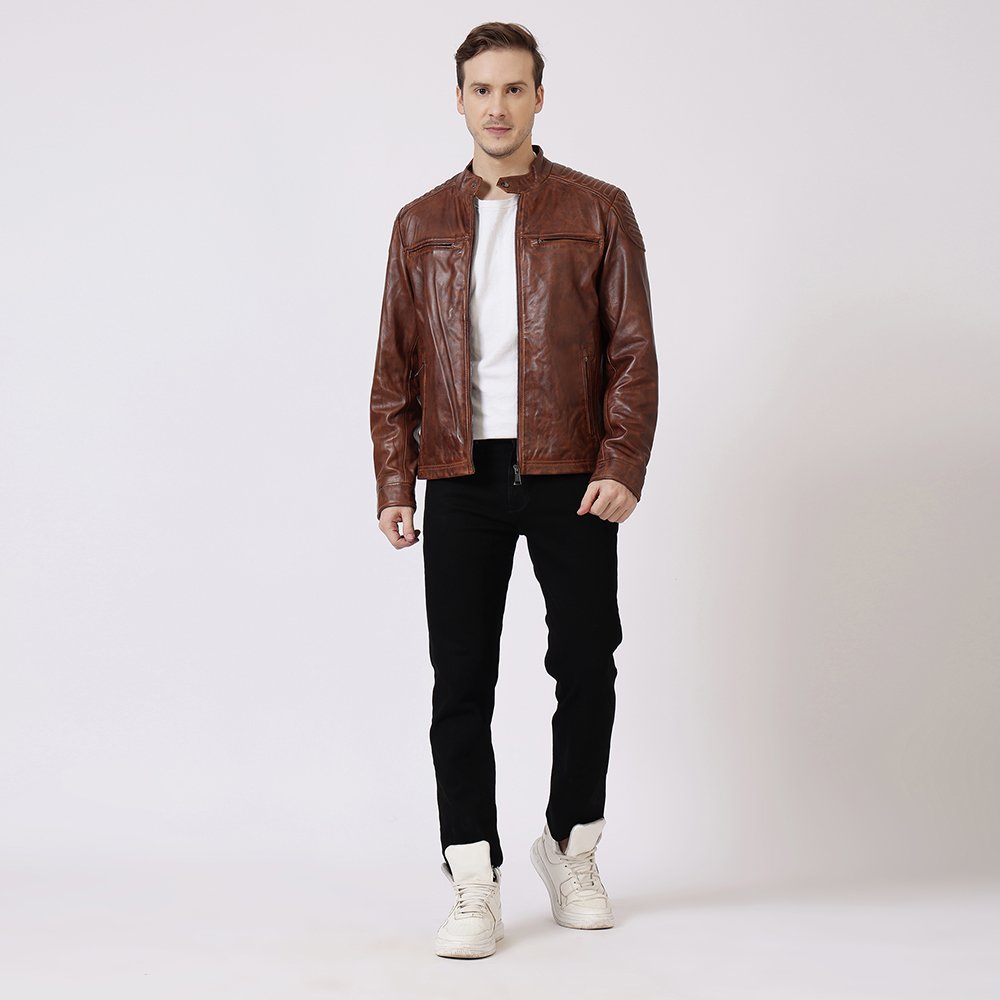 Leather Biker Jacket Thomas Tan 6883 1