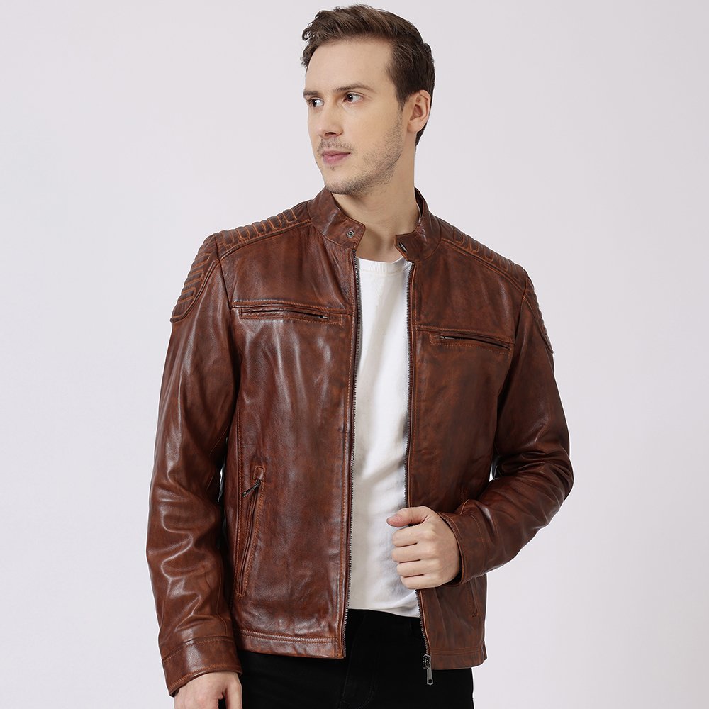 Leather Biker Jacket Thomas Tan 6883 2