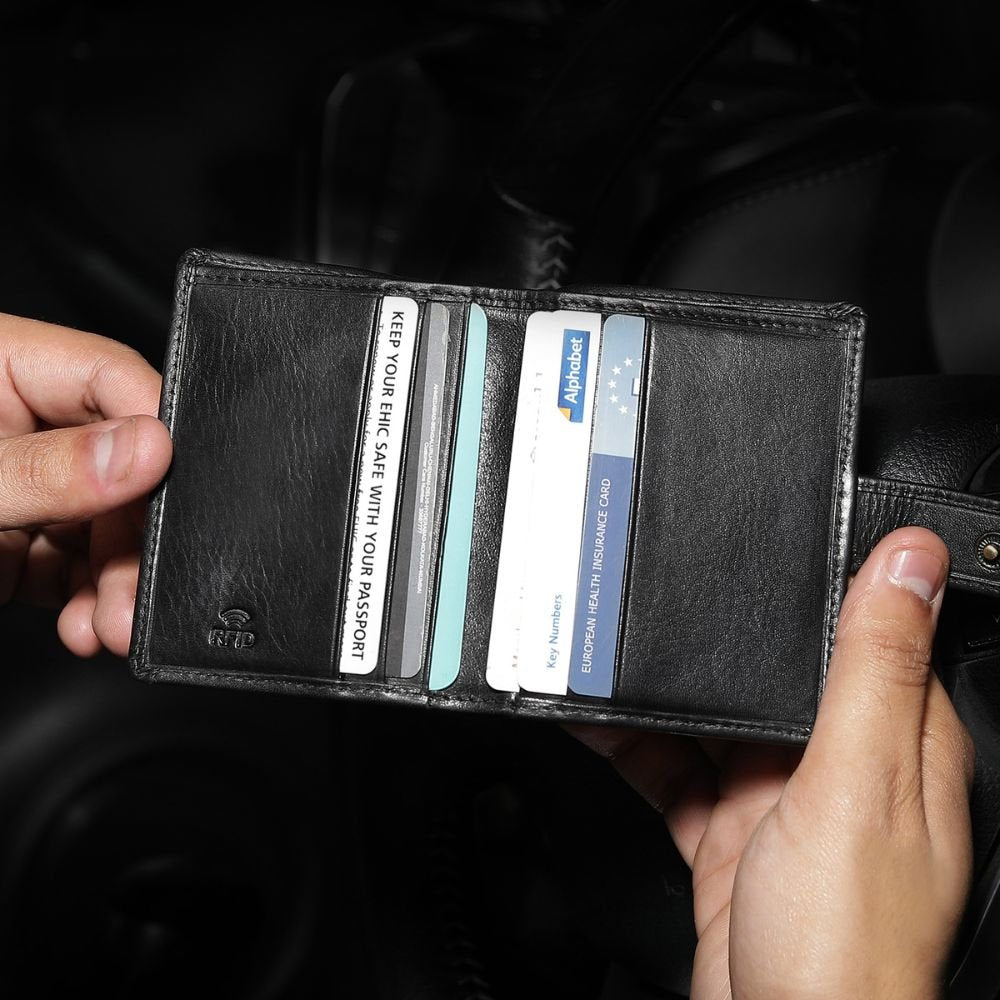 black Leather Credit Card Holder for men