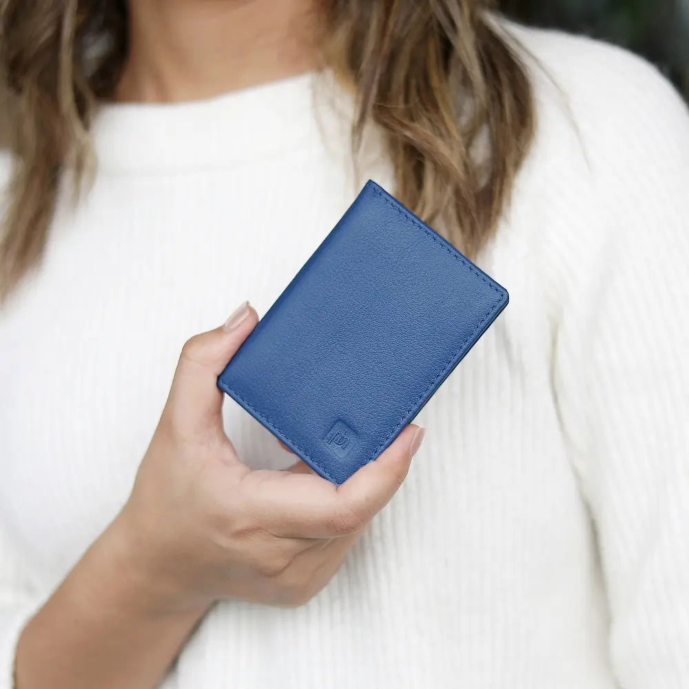 Leather Credit Card Holder Blue-4