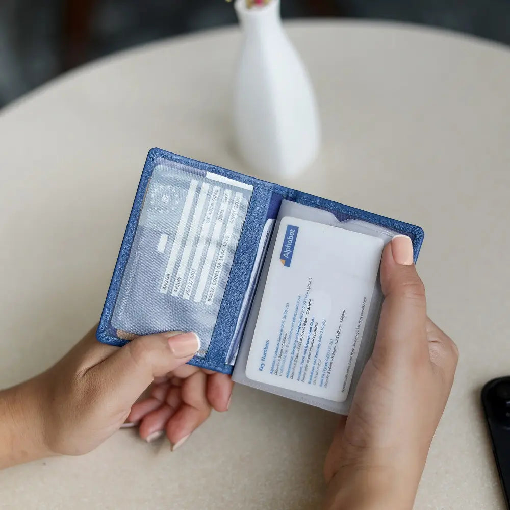 Leather Credit Card Holder Blue-5