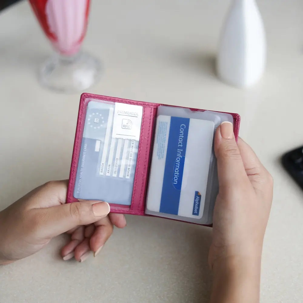 Leather Credit Card Holder Fuchsia-5