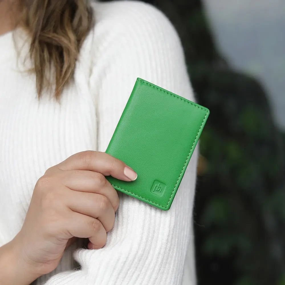 Leather Credit Card Holder Green-4