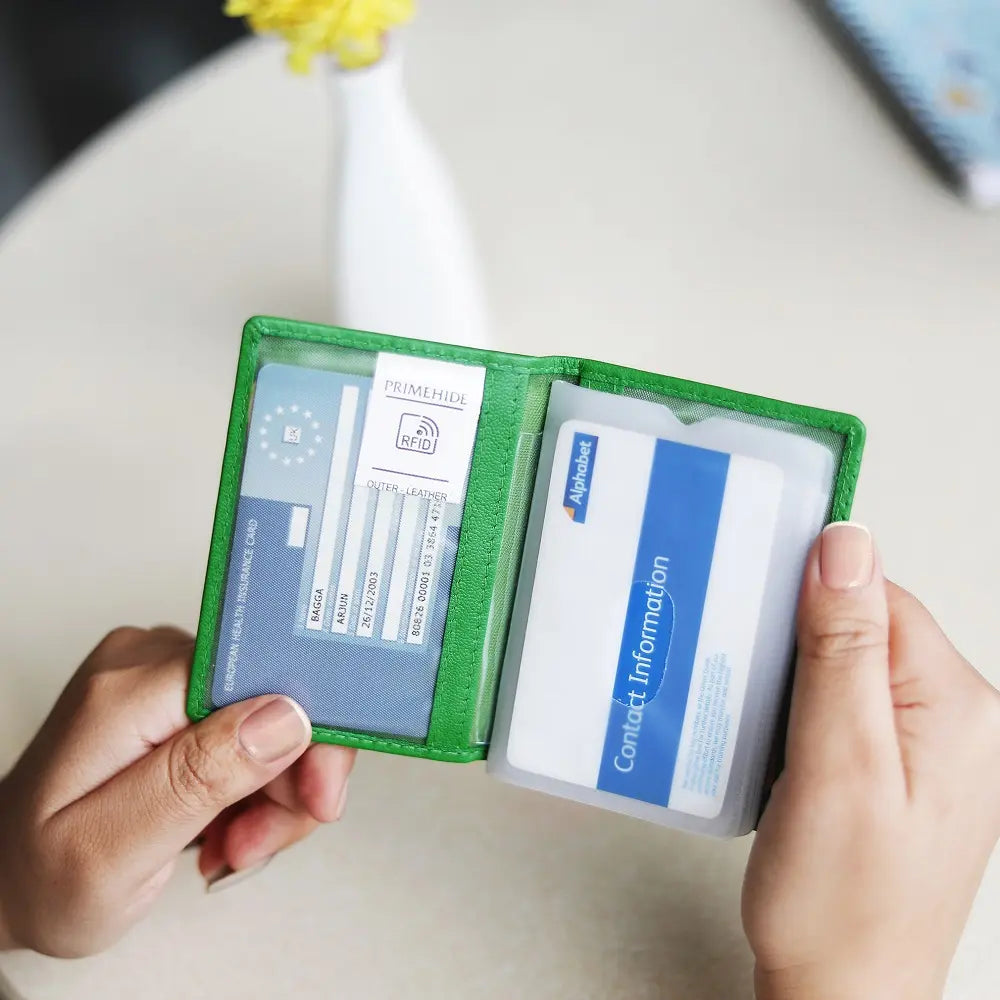 Leather Credit Card Holder Green-5