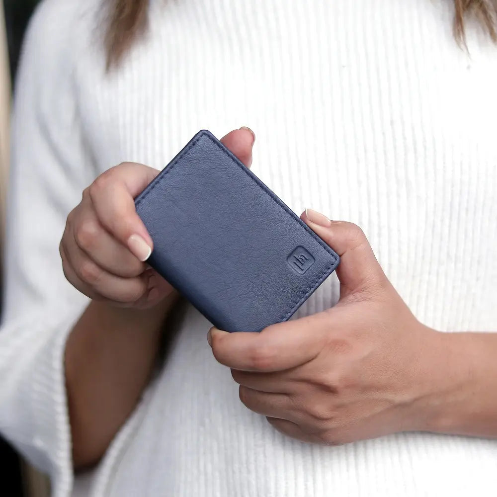 Leather Credit Card Holder Navy-4
