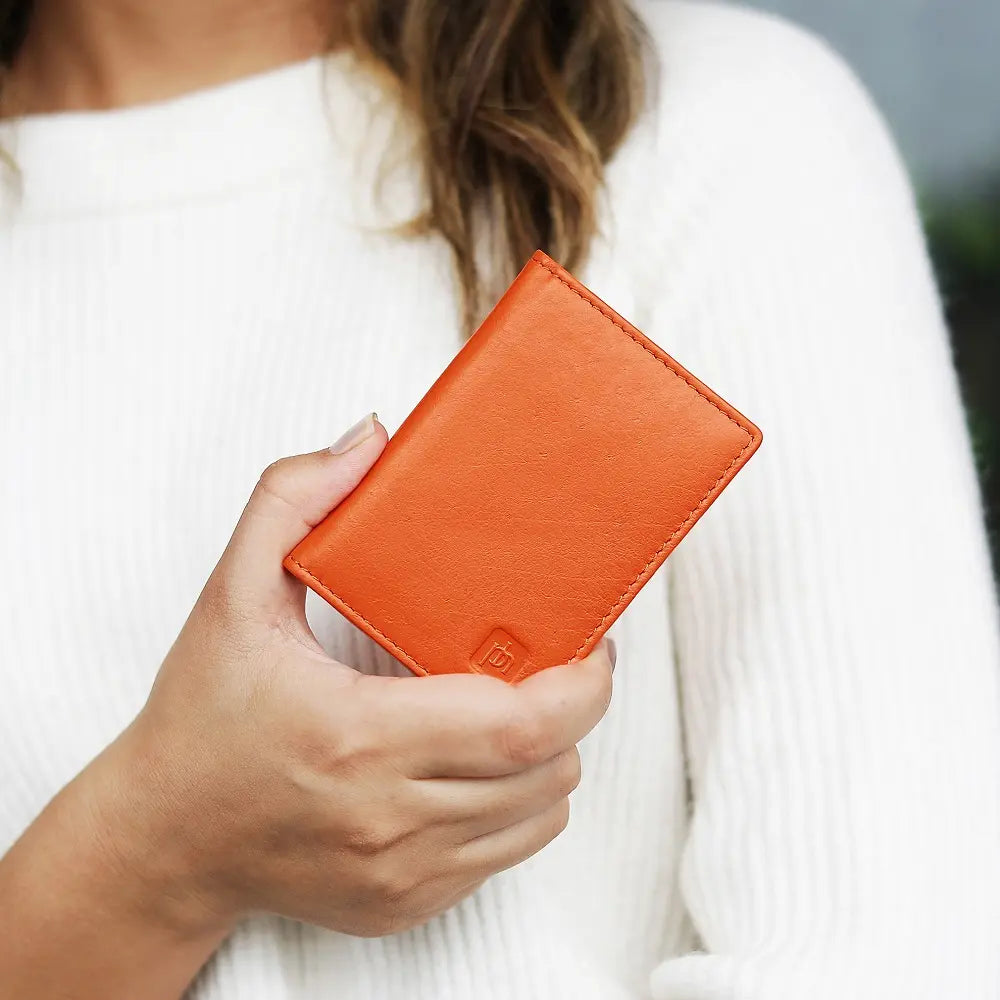 Leather Credit Card Holder Orange-4