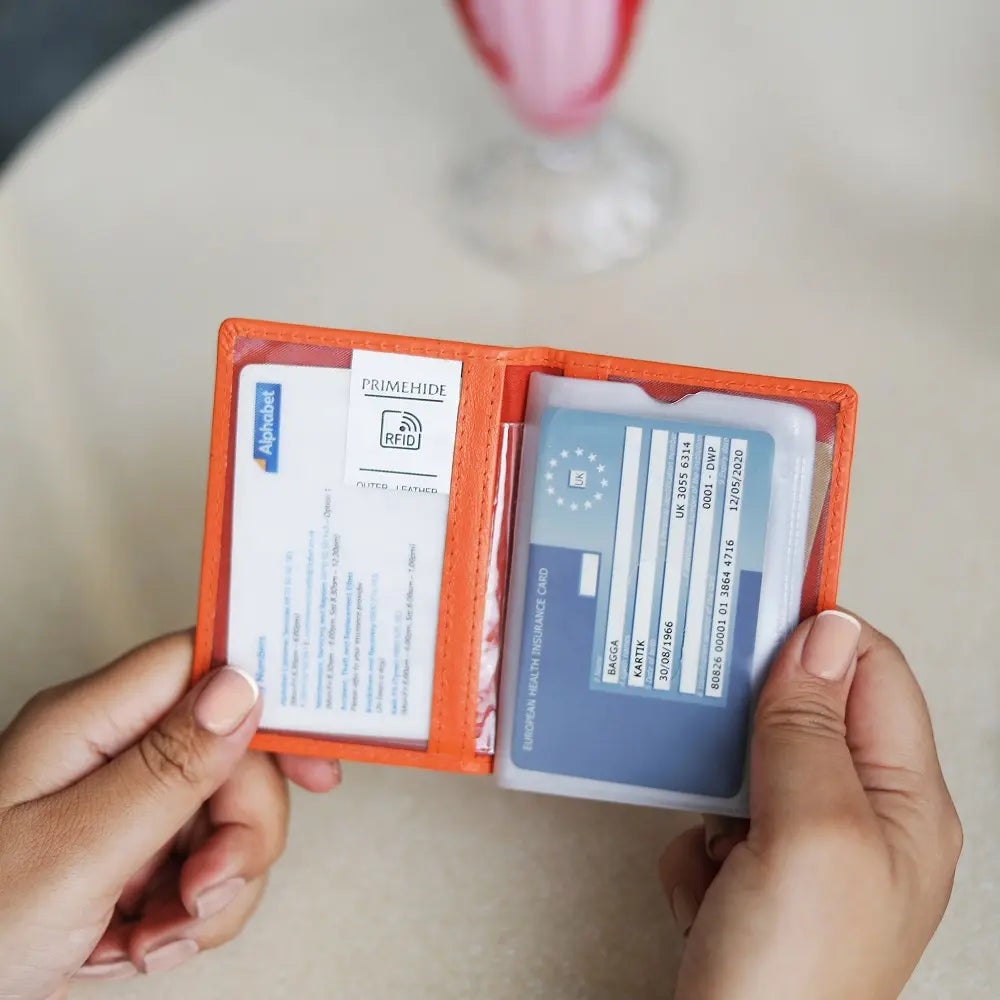 Leather Credit Card Holder Orange-5