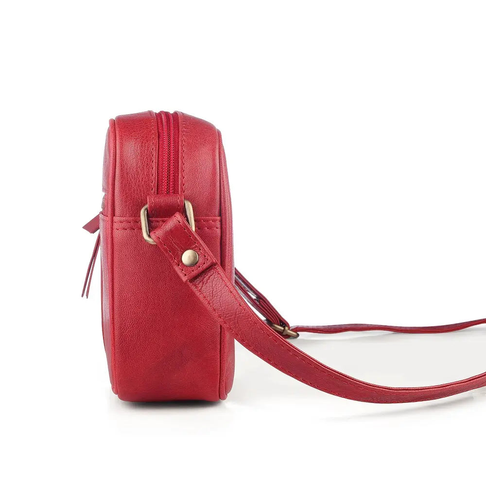 Leather Crossbody Bag Arizona Red-3