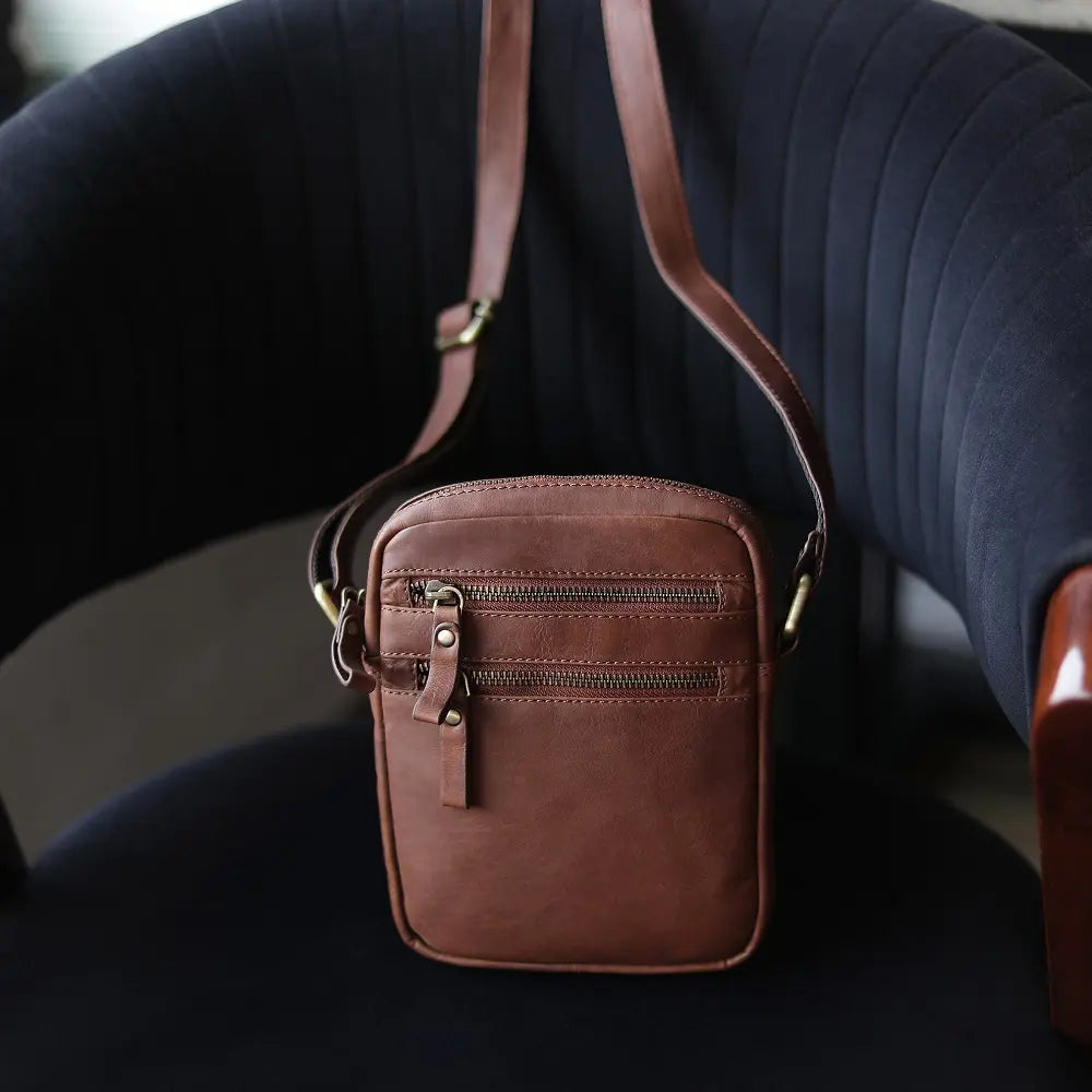 Leather Crossbody Flight Bag Milano- 1