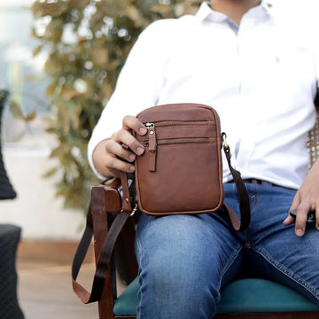 Leather Crossbody Flight Bag Milano- 3