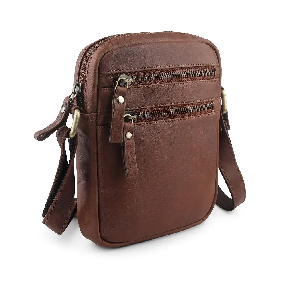 Leather Crossbody Flight Bag Milano- 5