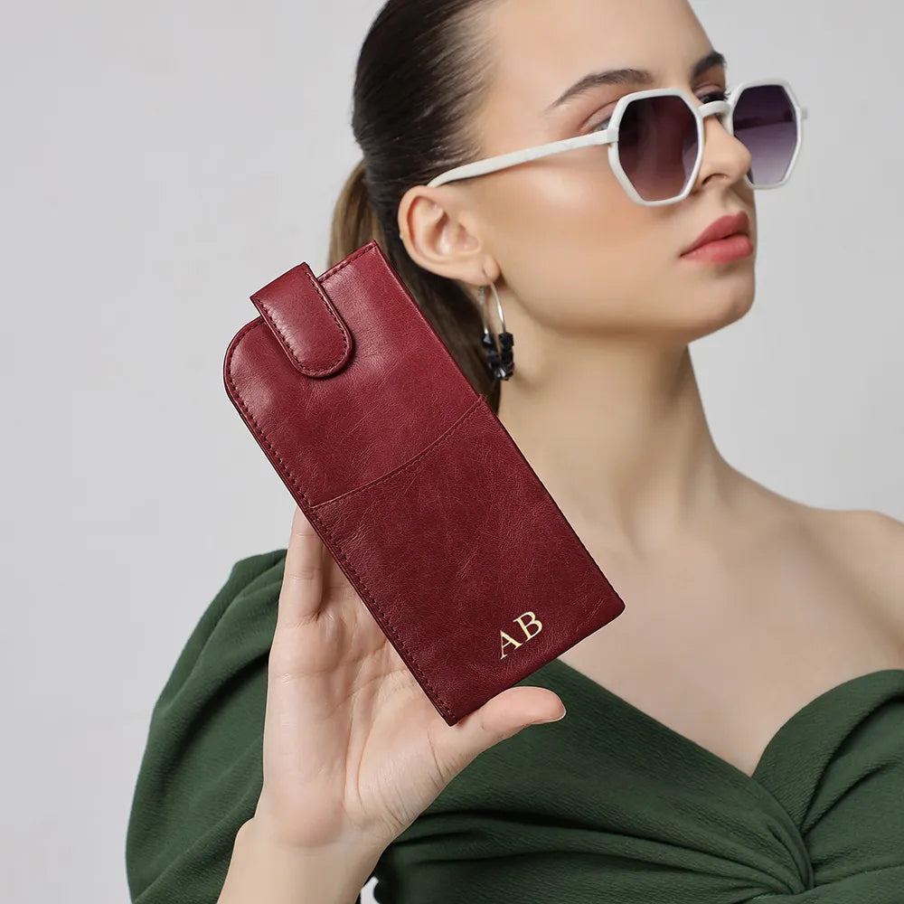 Leather Glasses Case Maroon 05