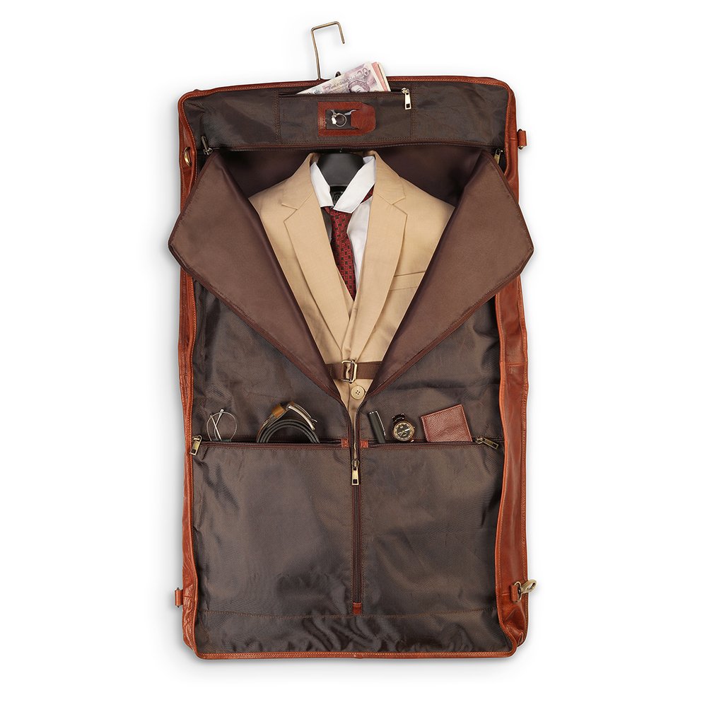 Brown Leather Suit Carrier