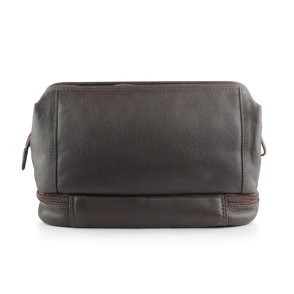 Leather Toiletry Wash Bag Brown 6