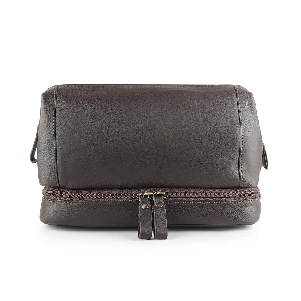 Leather Toiletry Wash Bag Brown 7