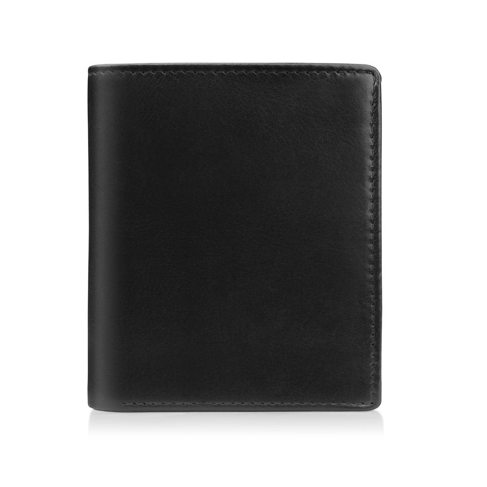 front view of black leather  wallet for men nico tuscan