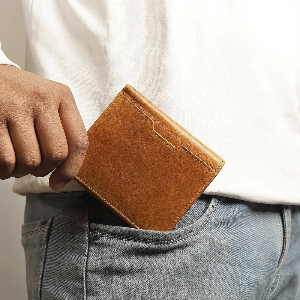 Leather Wallet with Coin Pocket &#8211; Alexander Alperto Tan 01